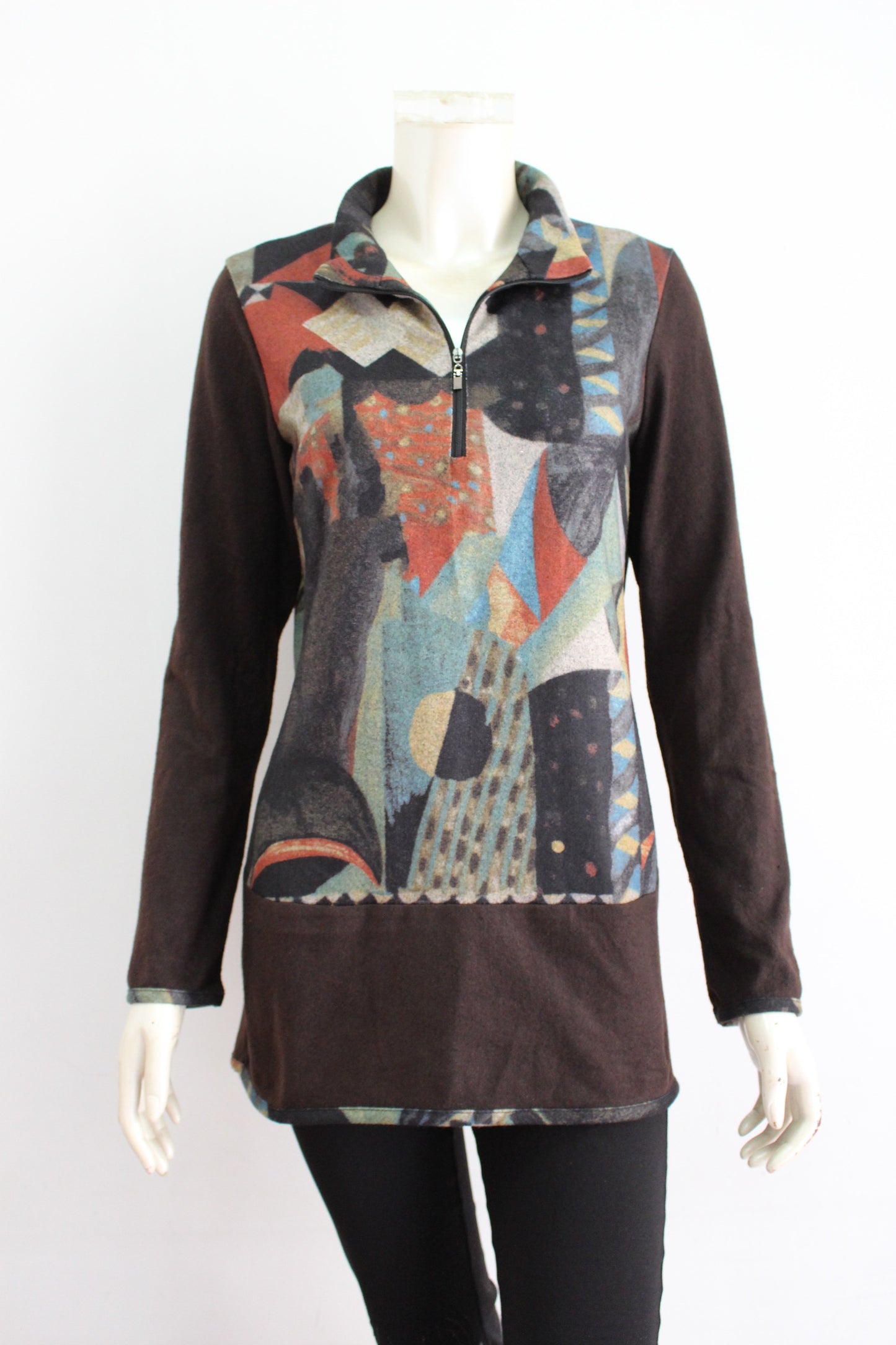 Ladies' 1/4 zip mock neck tunic TTB-78921