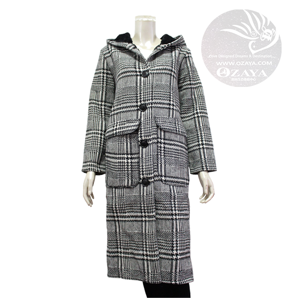 Woman's Plaid & Check Winter Coat (CCB-91253)