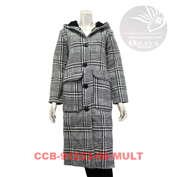 Woman's Plaid & Check Winter Coat (CCB-91253)