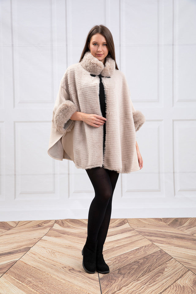 Faux Fur Poncho (CT-280)