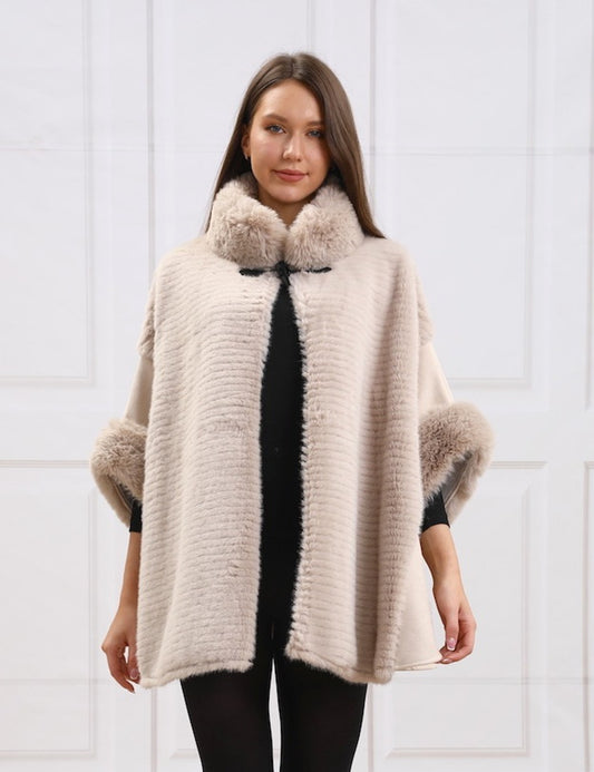 Faux Fur Poncho (CT-280)