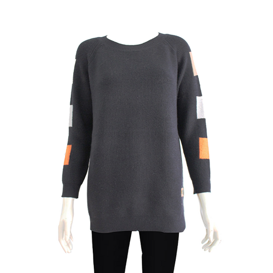 Ladies' Patch Contrast Color Block Sleeve Sweater (FFB-93488)