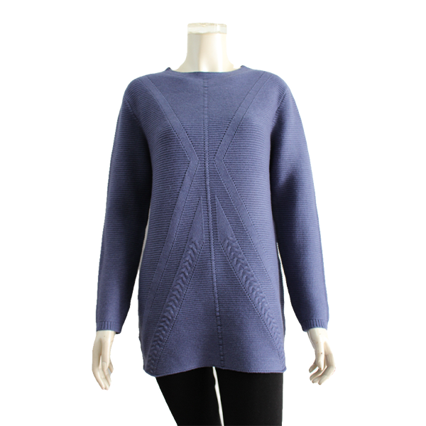 Women's Solid Color Sweater with Round Neck (FFB-93451)