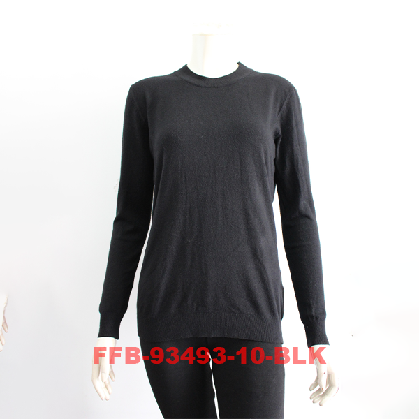 Women's Solid Color Sweater with Round Neck (FFB-93493)