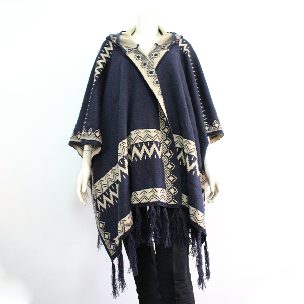 Hooded poncho with edging detail (GGB-74502)