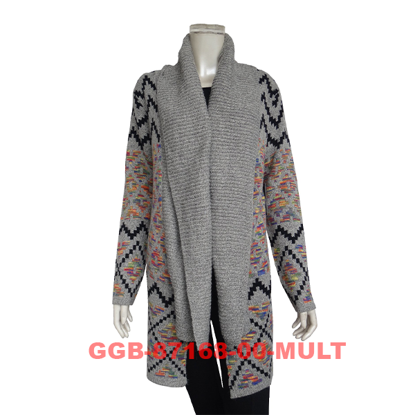 Women's Aztec pattern Long Cardigan Sweater (GGB-87168)