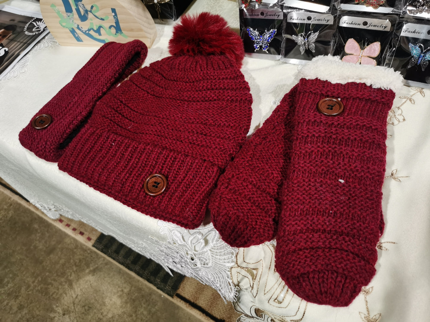 Set of Three (Hat, Headband, Gloves) - HB-KH-GL-058