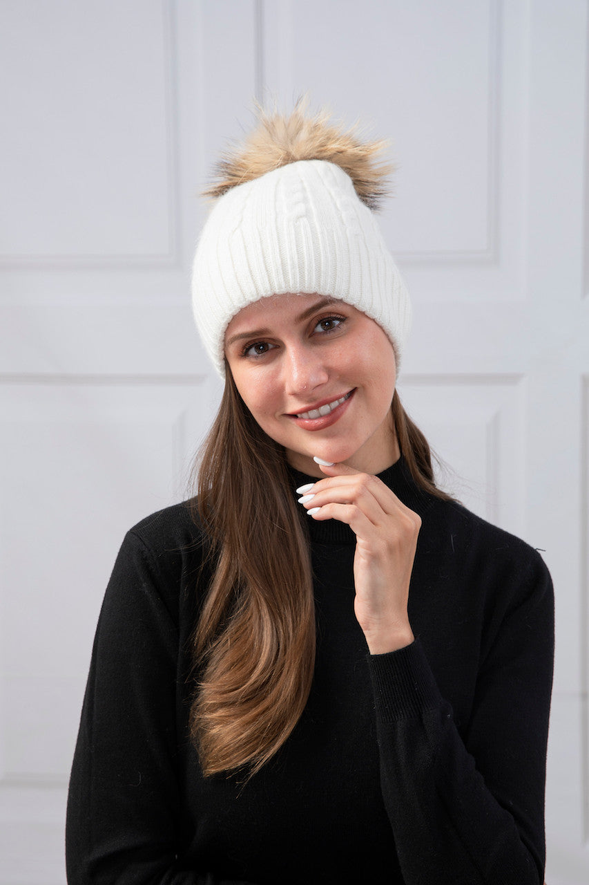 Wool Hats with Detachable Pompom (KH120)