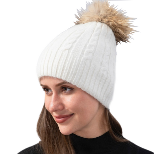 Wool Hats with Detachable Pompom (KH120)