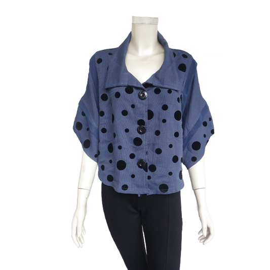 Polka Dot Coat with Lapel Collar (KWB-409)