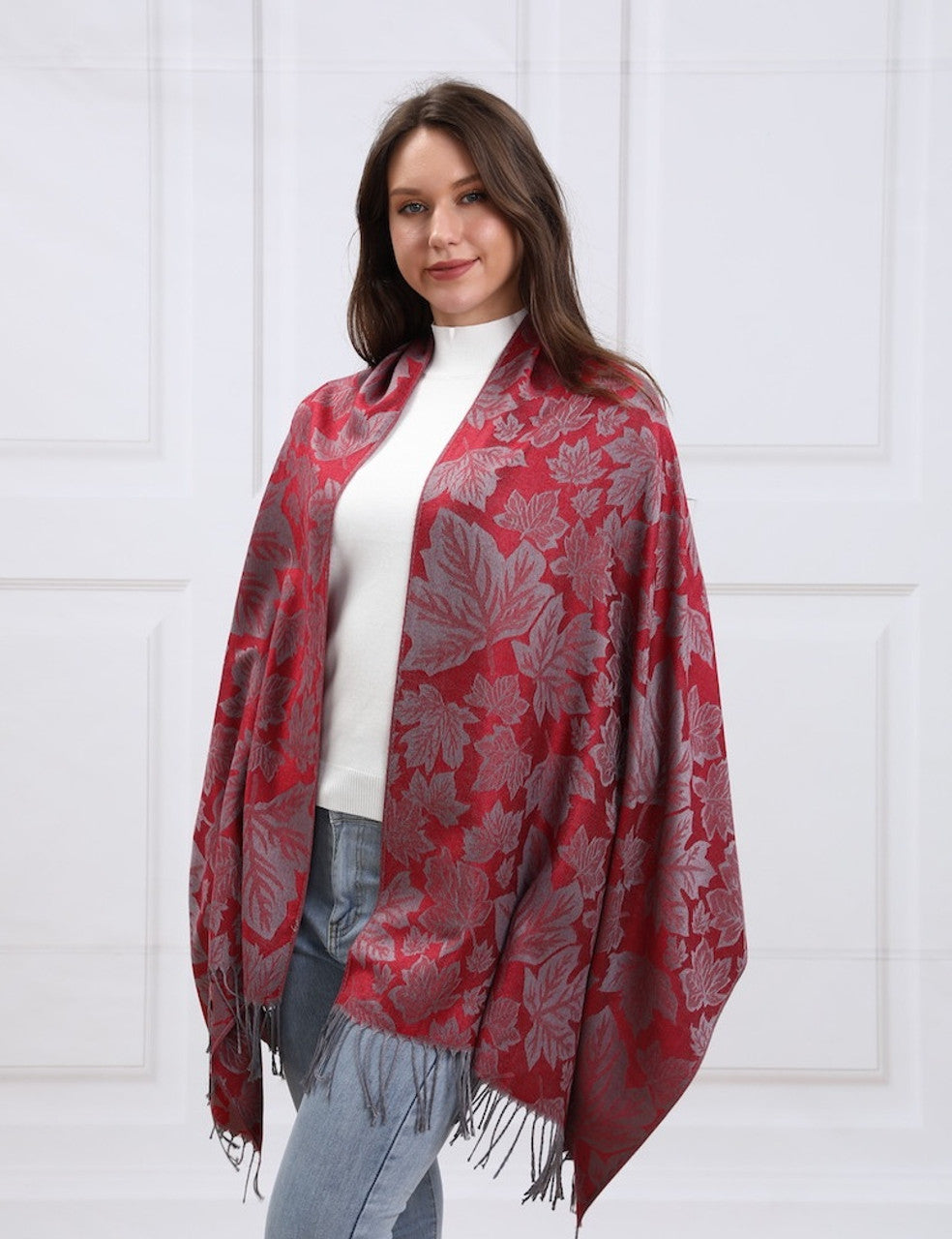 Women's Maple Leaf Pashmina Scarf (SF001-207)