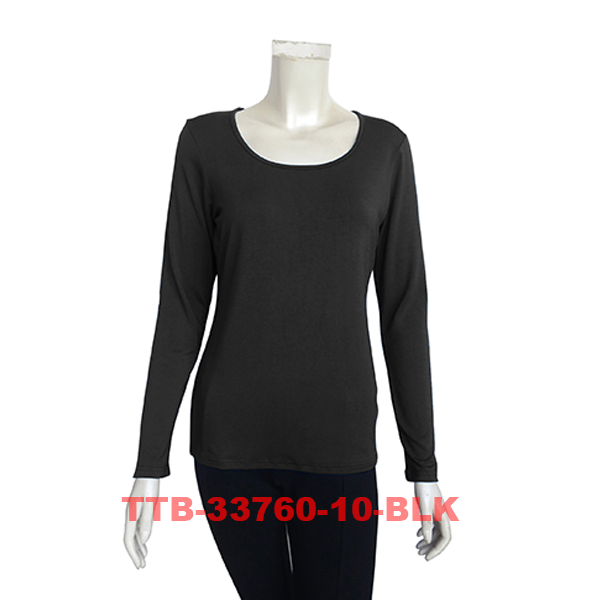 Women's Long Sleeves Solid Color Tops with Round Neck (TTB-33760)