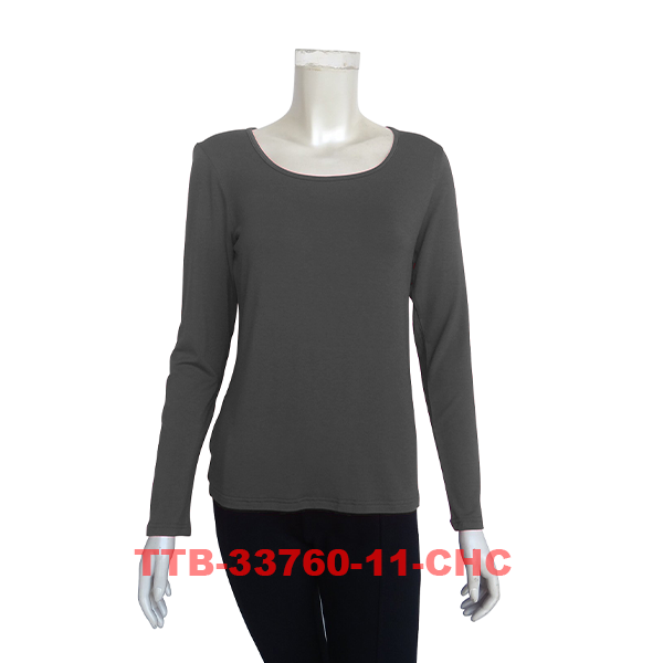 Women's Long Sleeves Solid Color Tops with Round Neck (TTB-33760)