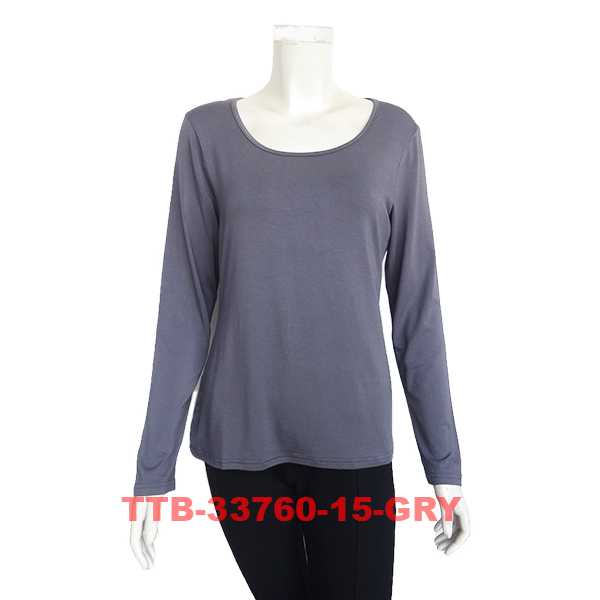 Women's Long Sleeves Solid Color Tops with Round Neck (TTB-33760)