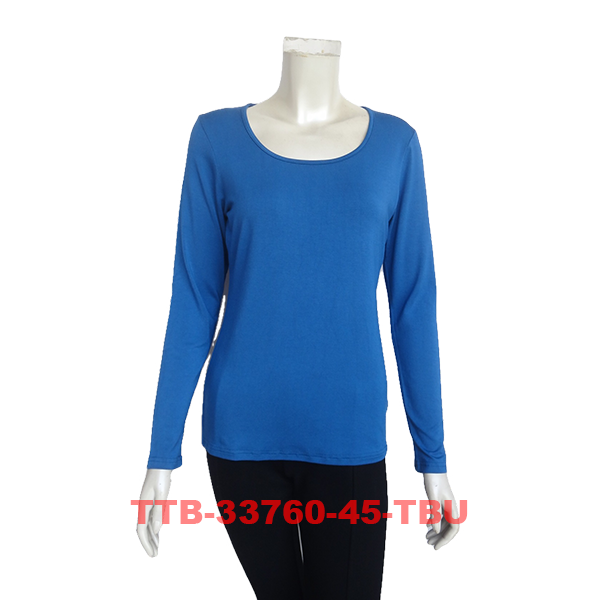 Women's Long Sleeves Solid Color Tops with Round Neck (TTB-33760)