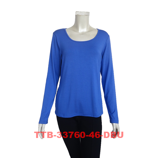 Women's Long Sleeves Solid Color Tops with Round Neck (TTB-33760)