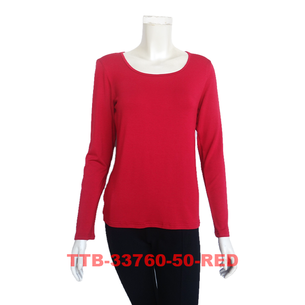 Women's Long Sleeves Solid Color Tops with Round Neck (TTB-33760)