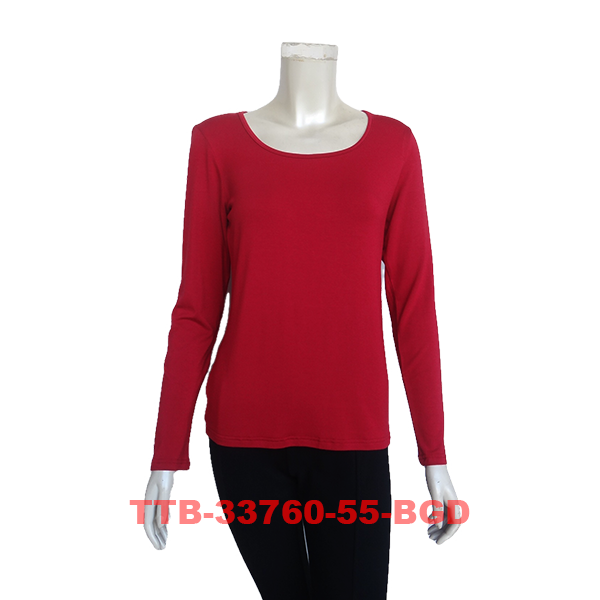 Women's Long Sleeves Solid Color Tops with Round Neck (TTB-33760)