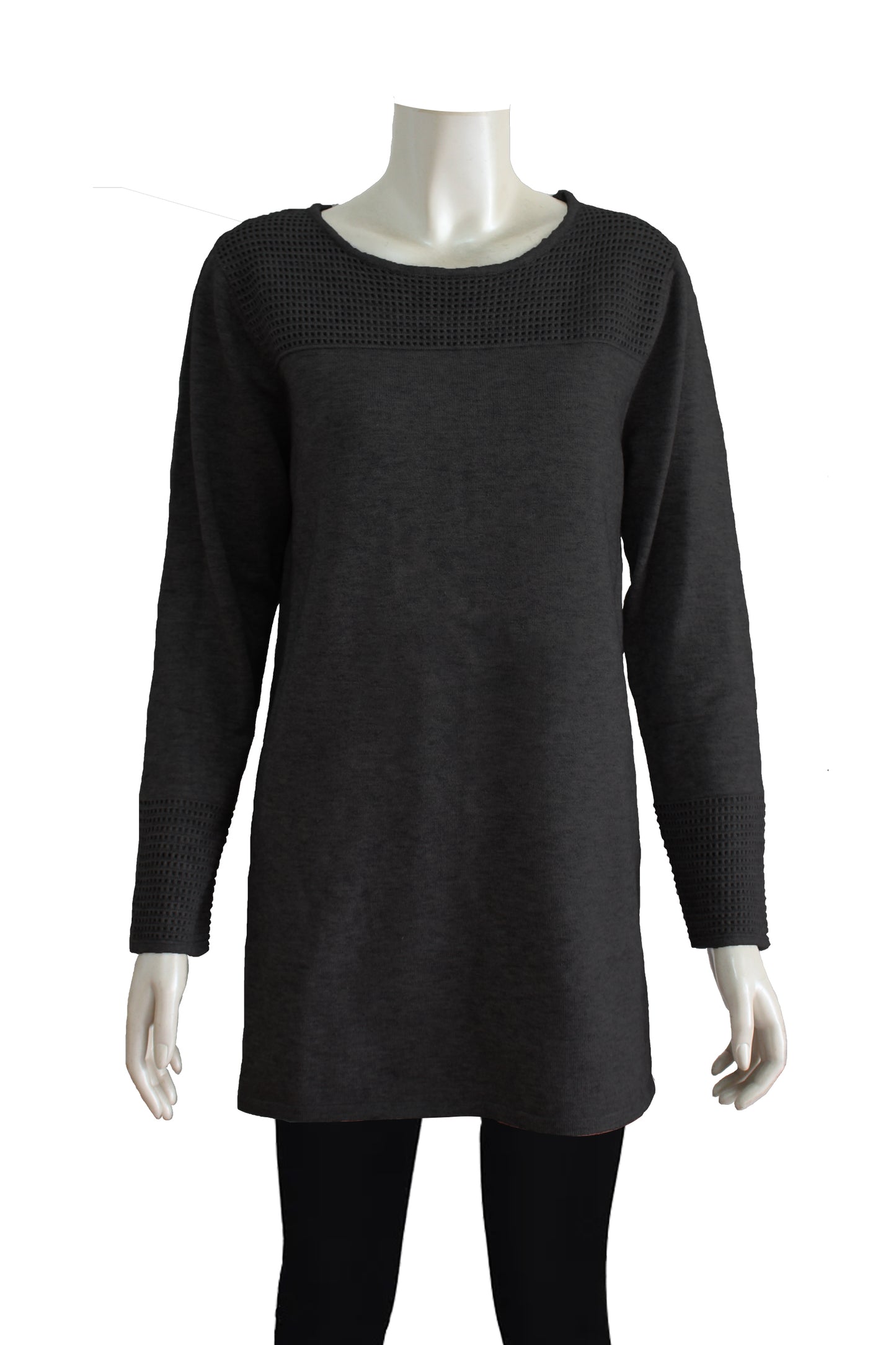 Ladies' long knit sweater with long sleeves FFB-83750