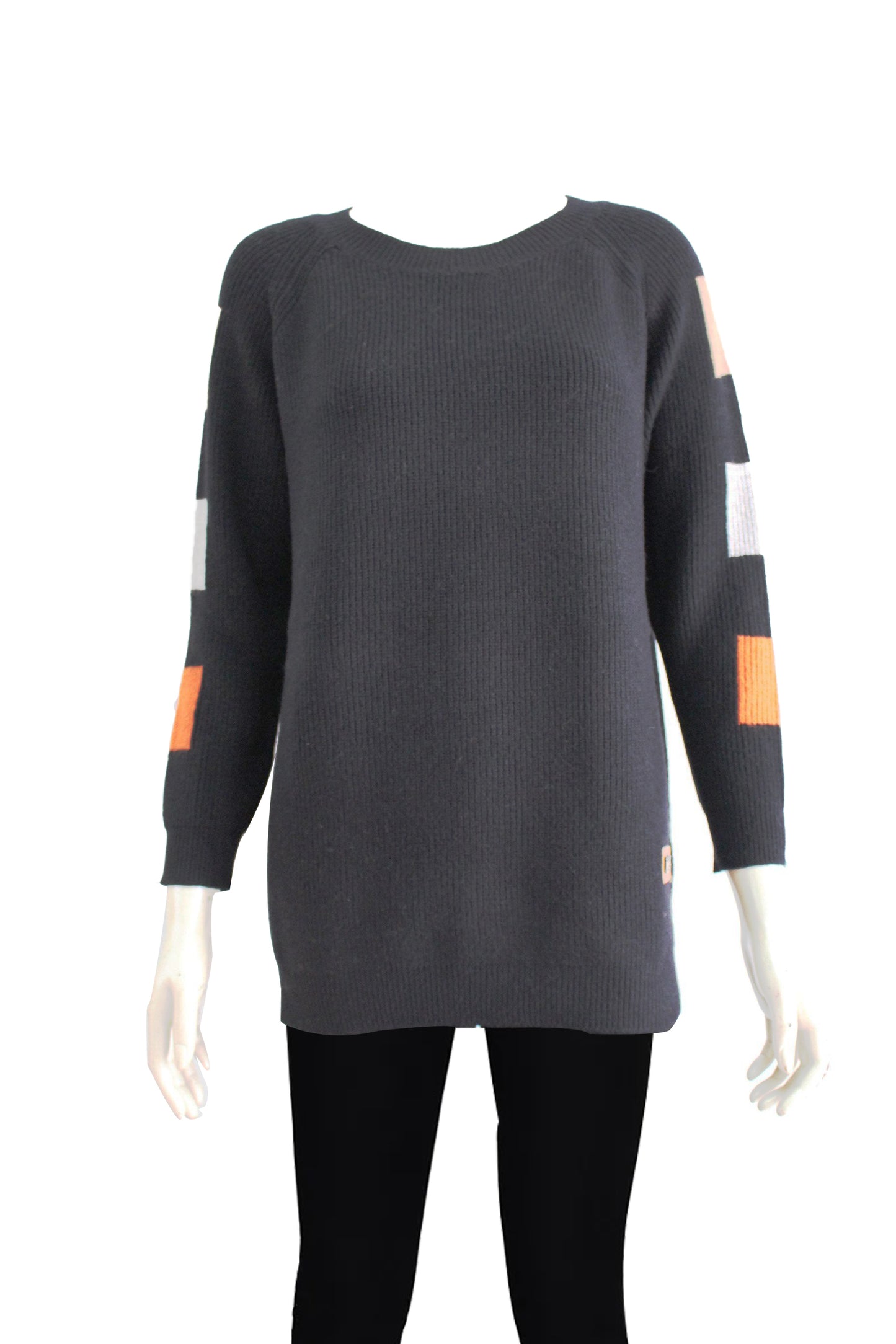 Ladies' Patch Contrast Color Block Sleeve Sweater (FFB-93488)