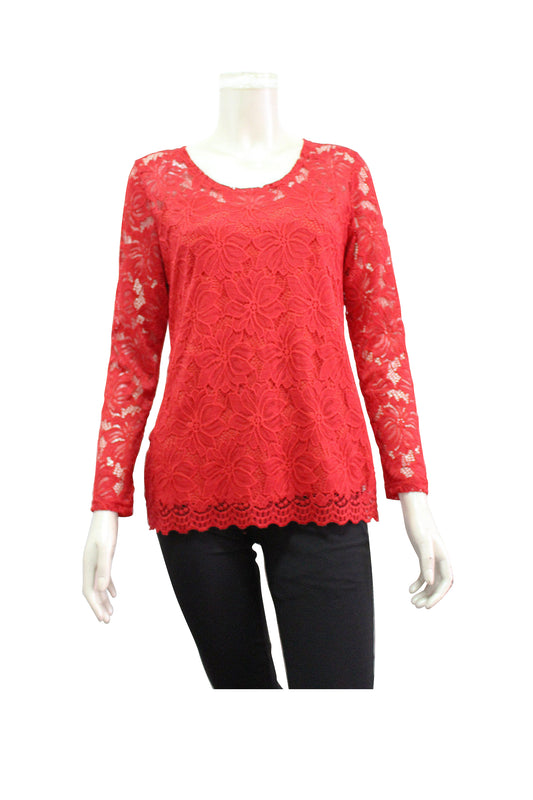 Women's long sleeve lace over top TTB-78986