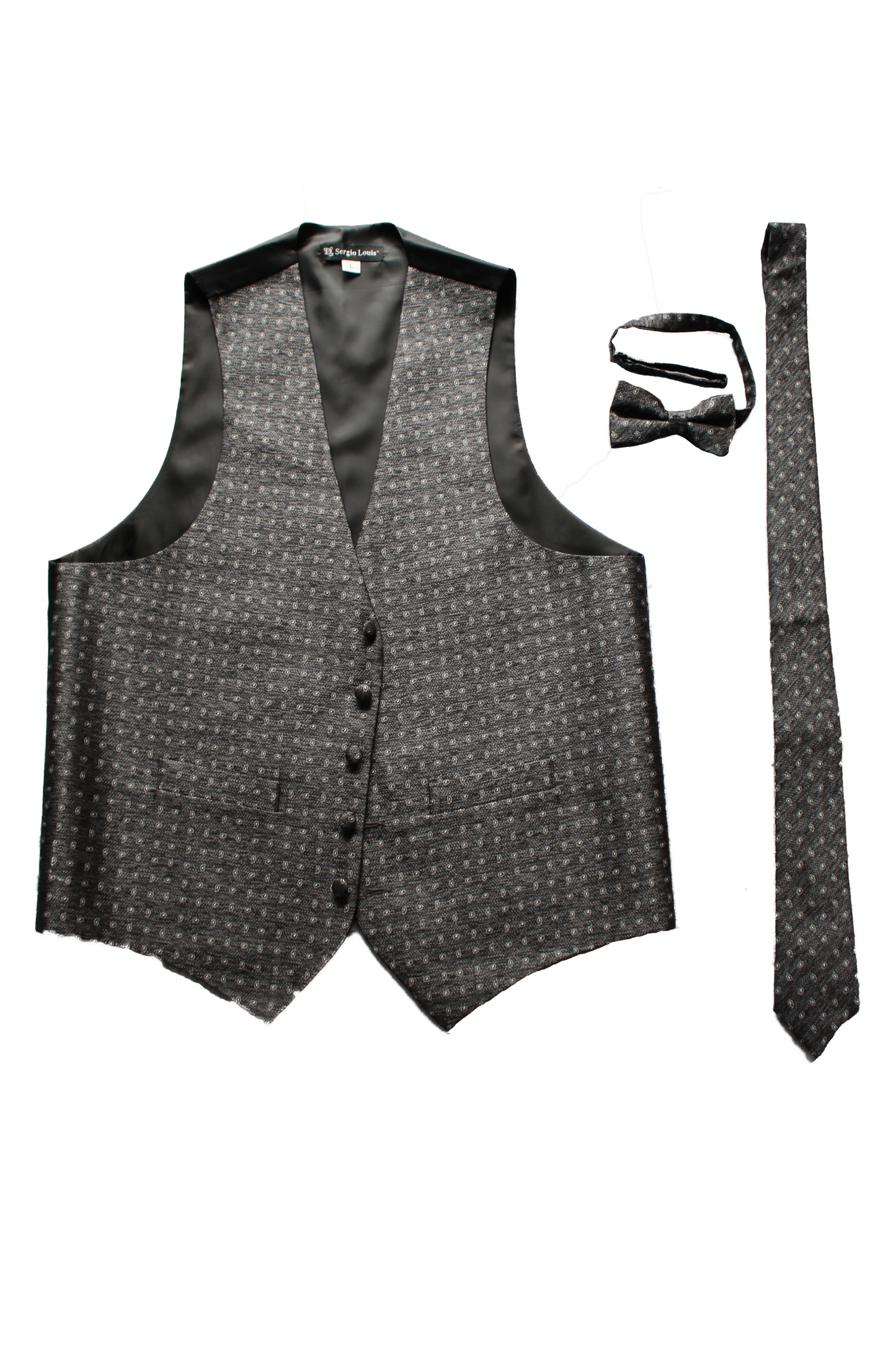 Men's formal vest black with white dot (VEST-921)